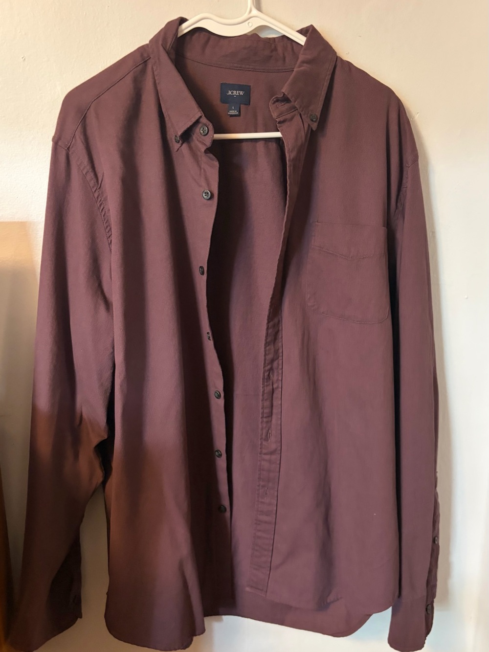 J. Crew Men's Button-Down Shirt in Burgundy Plum